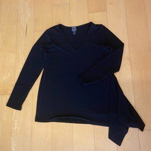 Designer Black Asymetrical long sleeve top